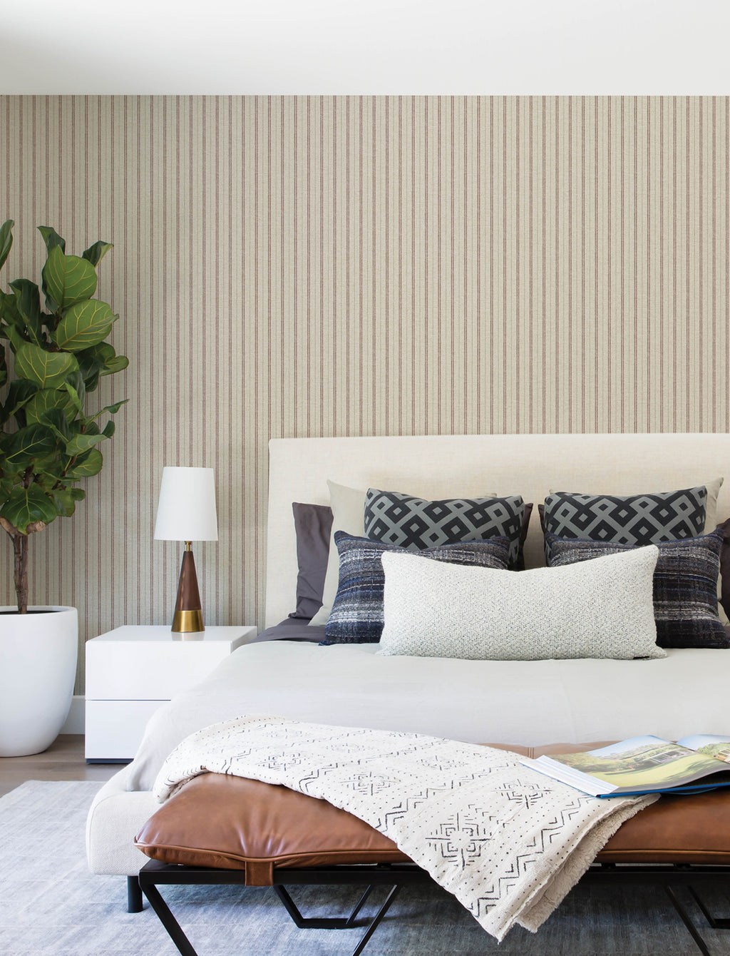 Harville Wallpaper - Maroon room setting