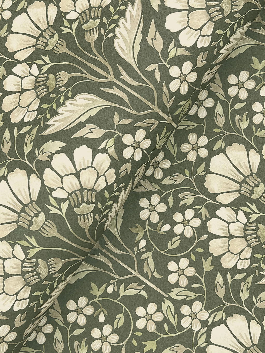 Edith Wallpaper - Green wallpaper detail