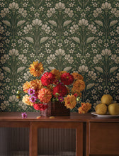 Load image into Gallery viewer, Edith Wallpaper - Green room setting