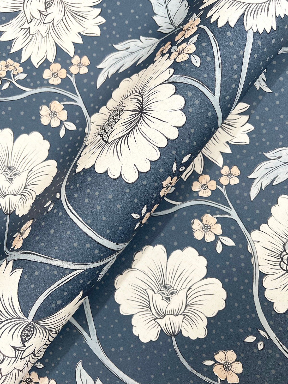 Hazel Wallpaper - Navy wallpaper detail