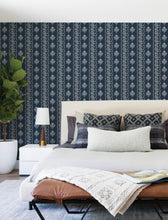 Load image into Gallery viewer, Lenea Wallpaper - Navy room setting