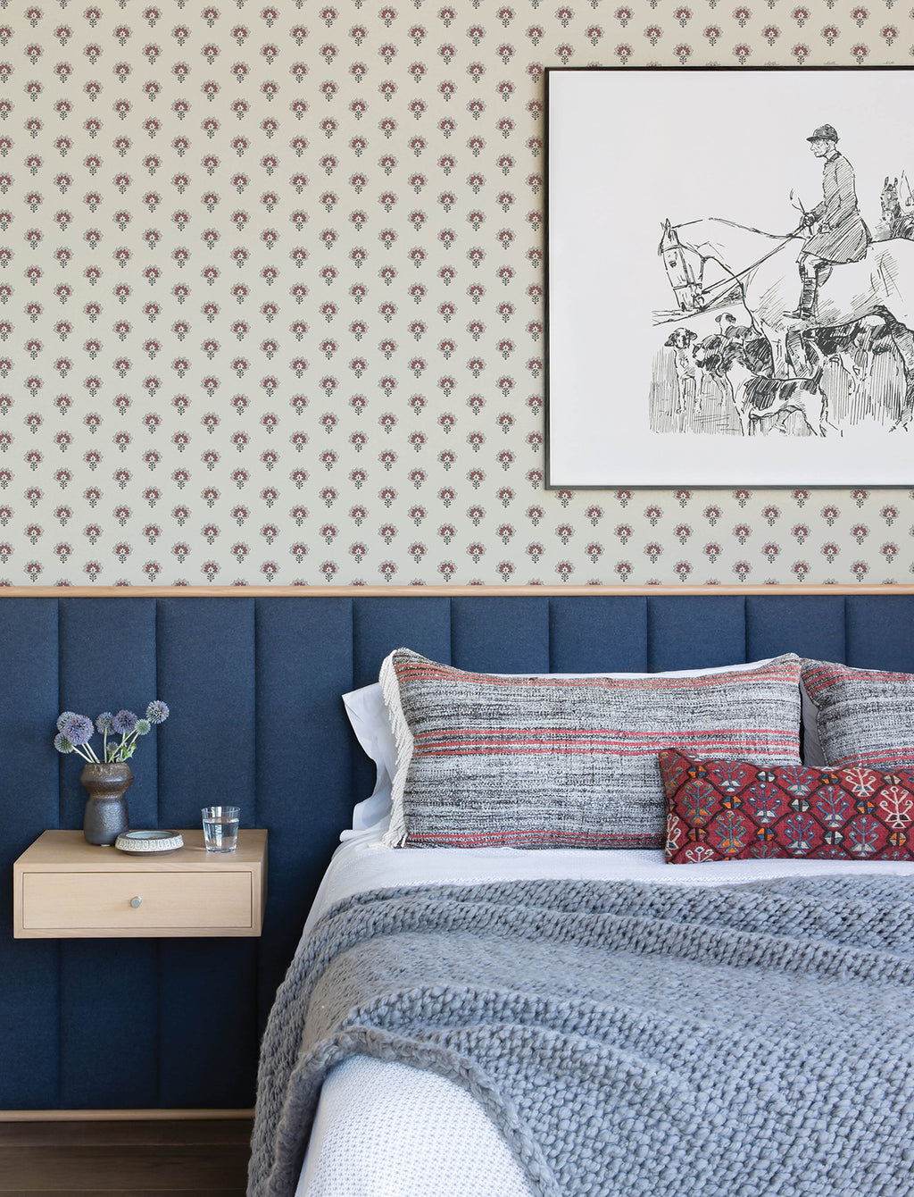 Hilda Wallpaper - Burgundy room setting