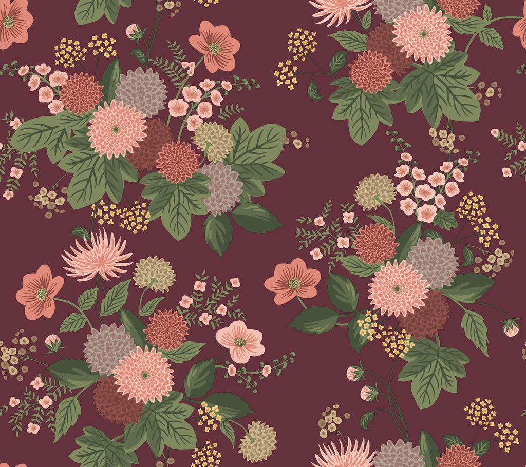 Dahlia Burgundy Wallpaper detail – 4212-84363