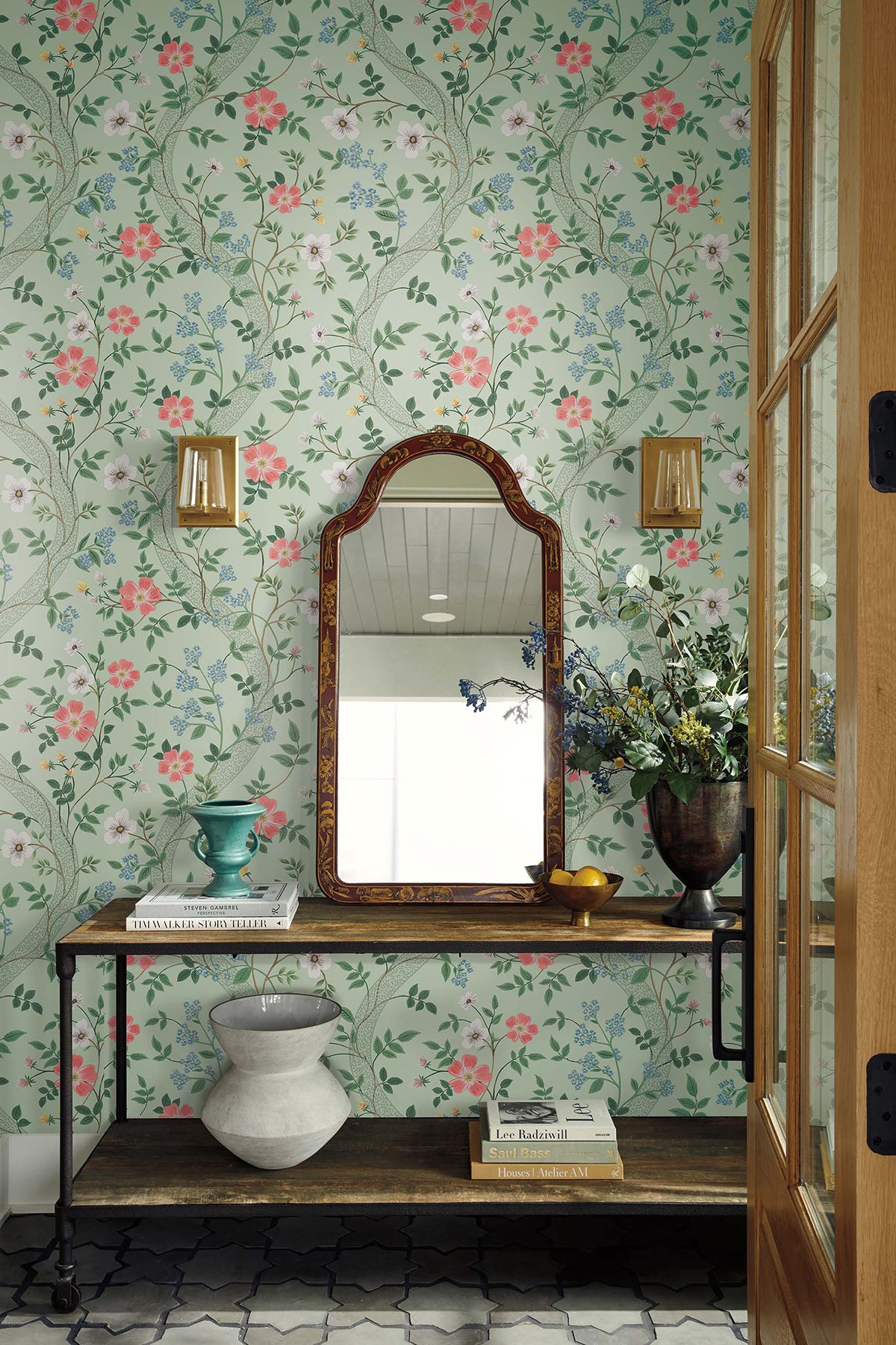 Waverly Mint Wallpaper lifestyle – 4212-84380