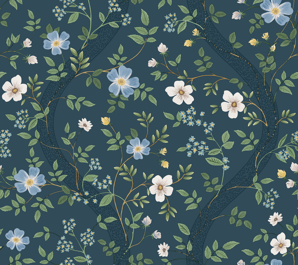 Waverly Navy Wallpaper detail – 4212-84384