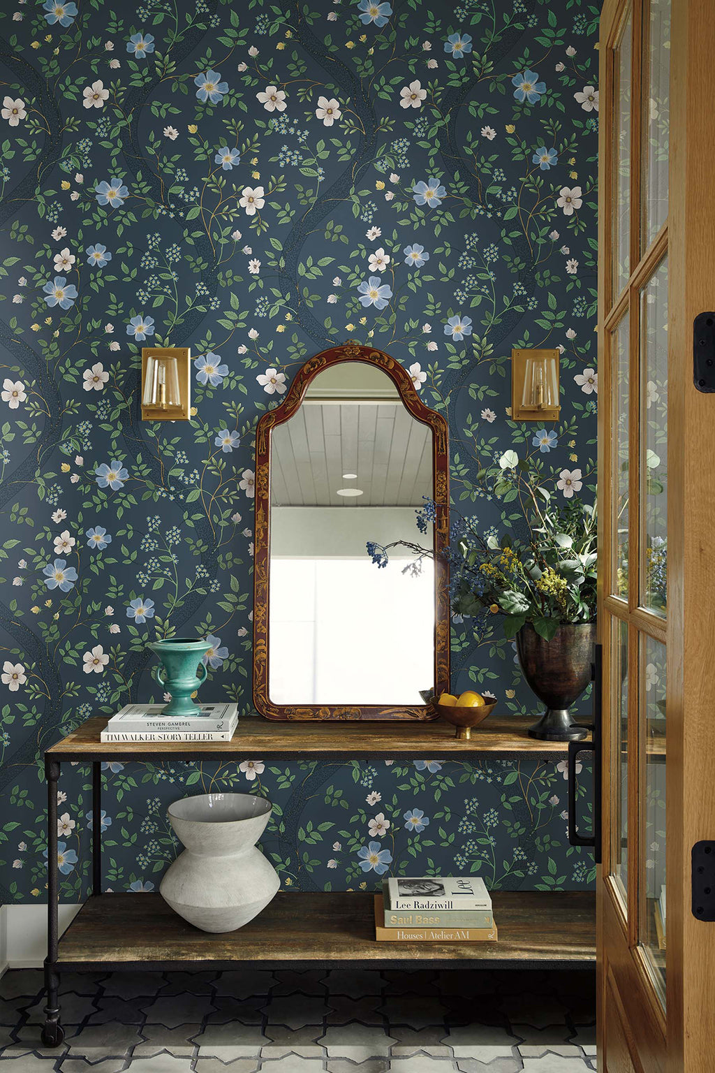 Waverly Navy Wallpaper lifestyle – 4212-84384