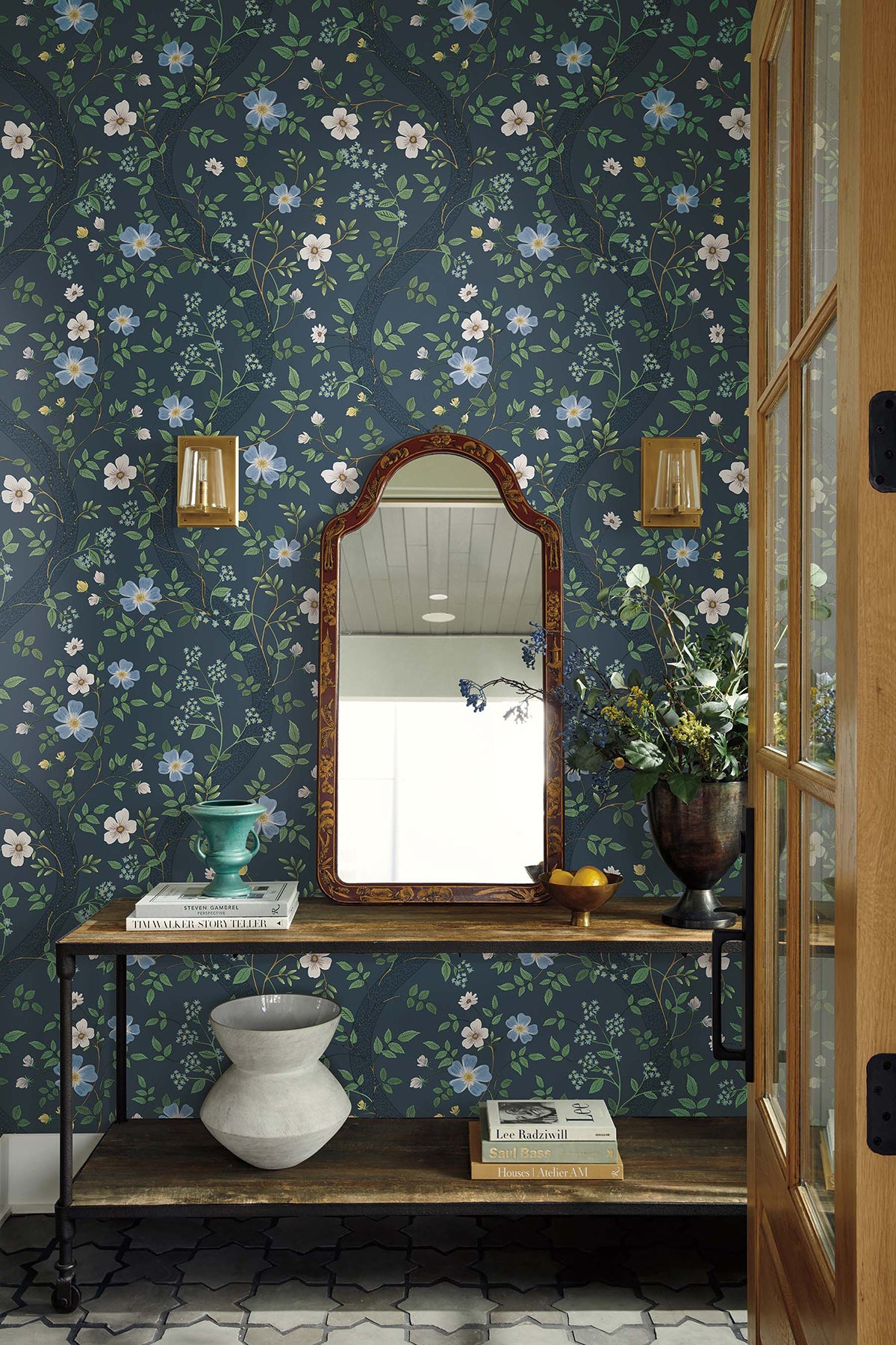 Waverly Navy Wallpaper lifestyle – 4212-84384