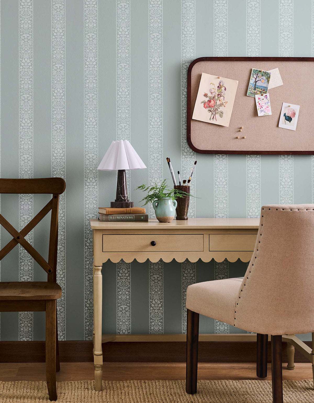 Estee Stripe Slate Wallpaper lifestyle – 4212-84391