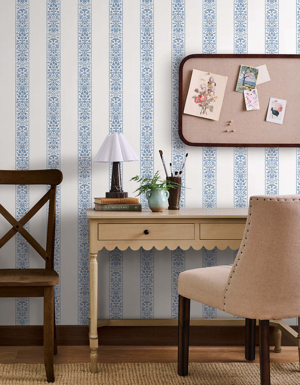 Estee Stripe Blue & White Wallpaper lifestyle – 4212-84393