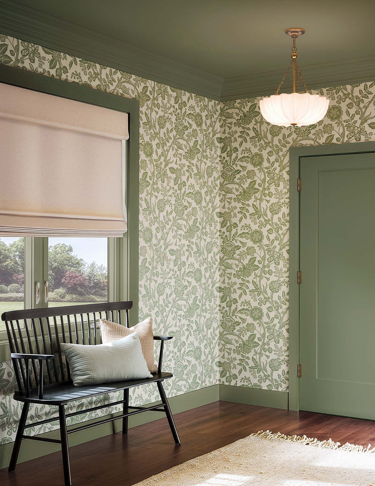 Gracie Garden Sage & Cream Wallpaper lifestyle – 4212-84399