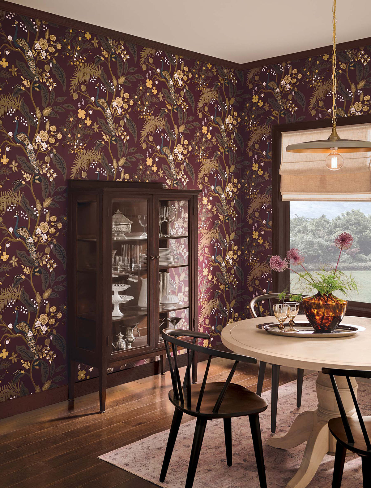 Peacock Burgundy Wallpaper lifestyle – 4212-84425