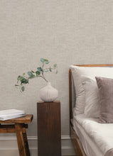 Load image into Gallery viewer, Sculpted Burlap Wallpaper - Taupe room setting