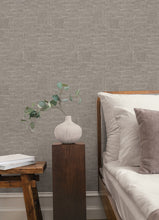 Load image into Gallery viewer, Sculpted Burlap Wallpaper - Dark Grey room setting