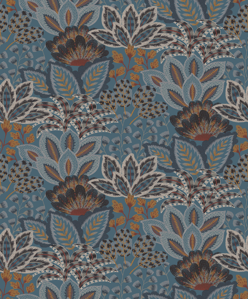 Catherine Wallpaper - Blue wallpaper pattern