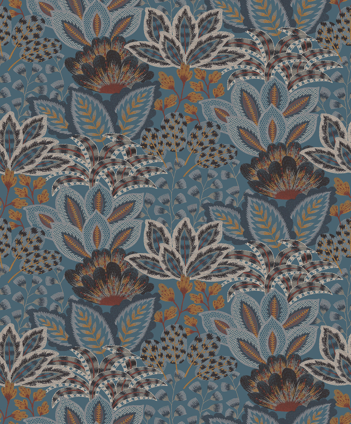 Catherine Wallpaper - Blue wallpaper pattern
