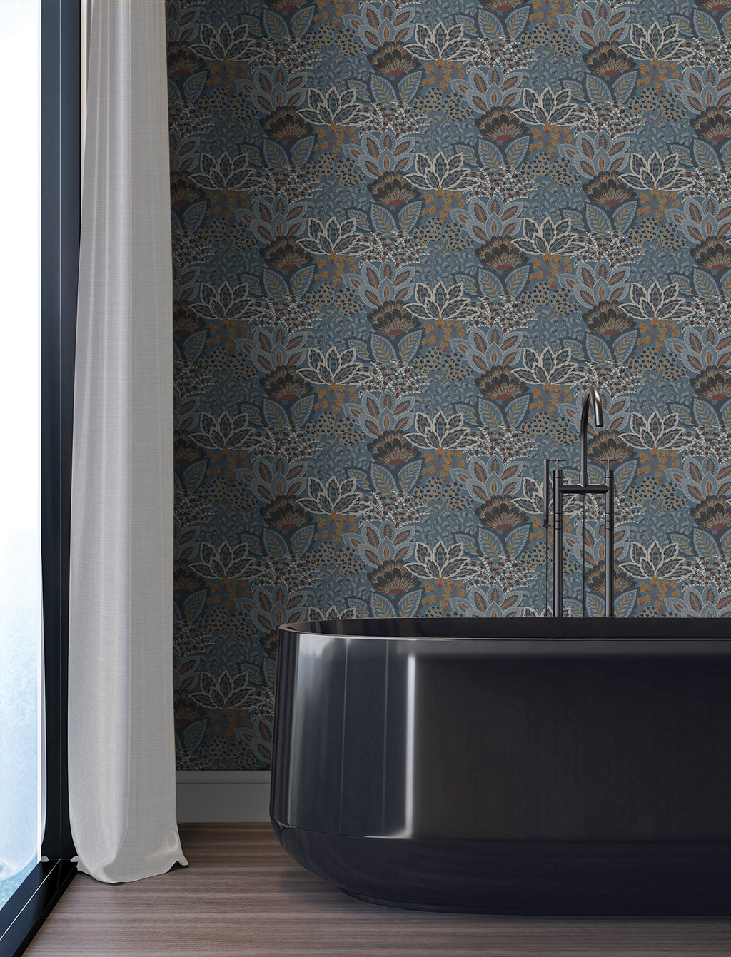 Catherine Wallpaper - Blue room setting
