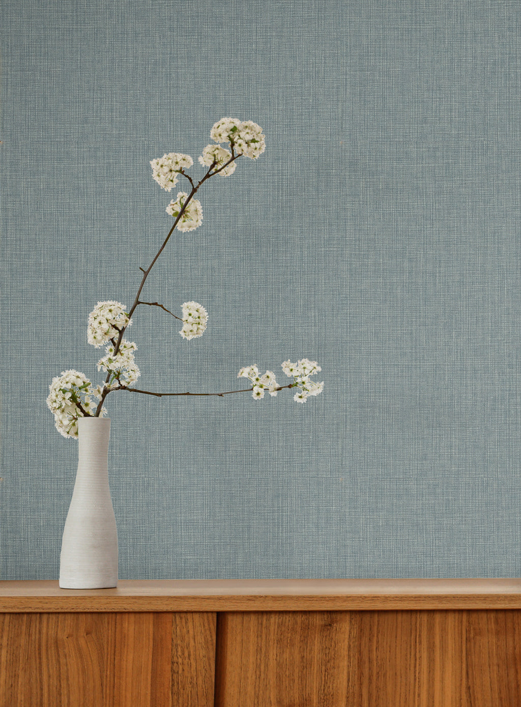Egyptian Linen Wallpaper - Denim room setting