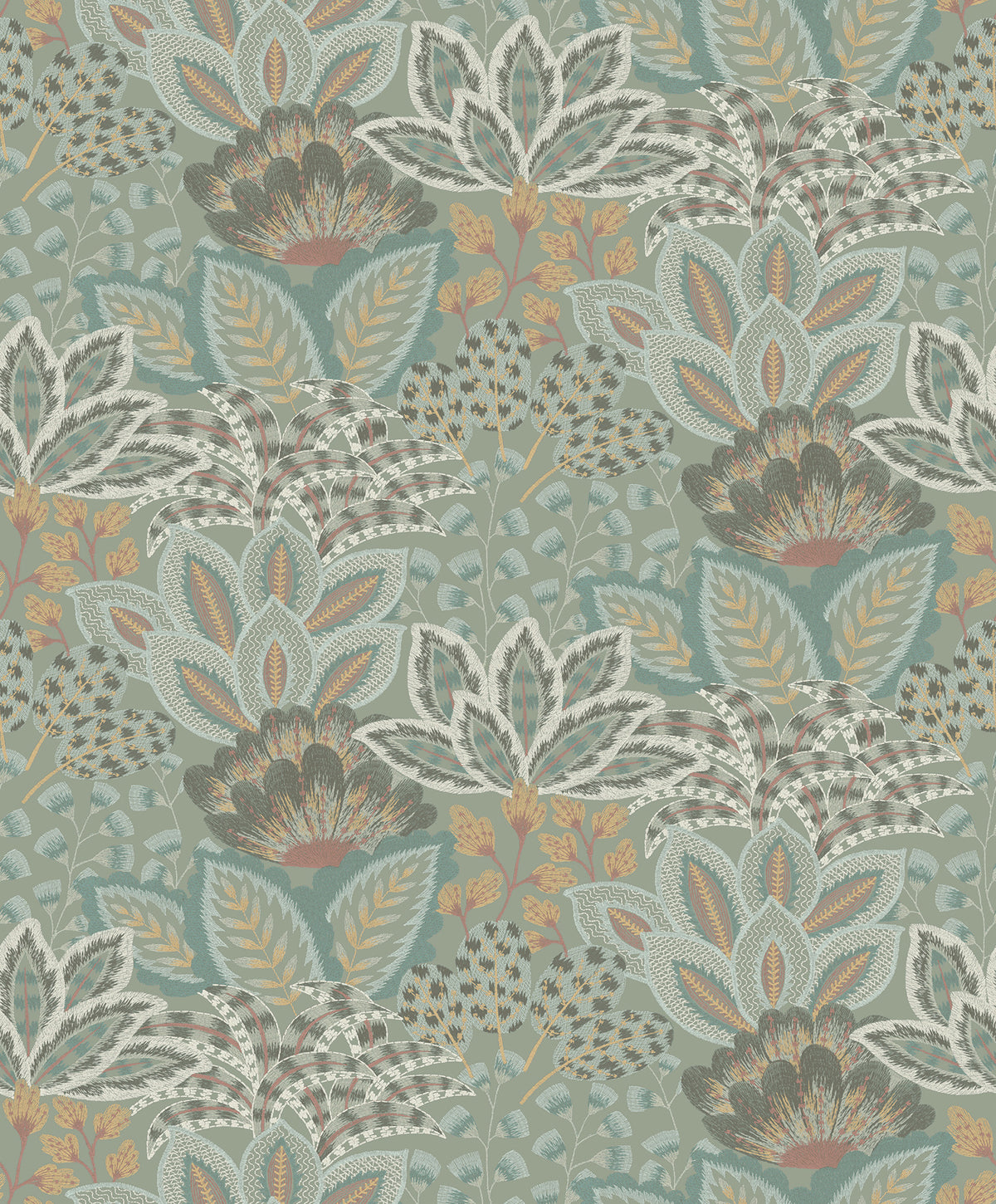 Catherine Wallpaper - Sage wallpaper pattern