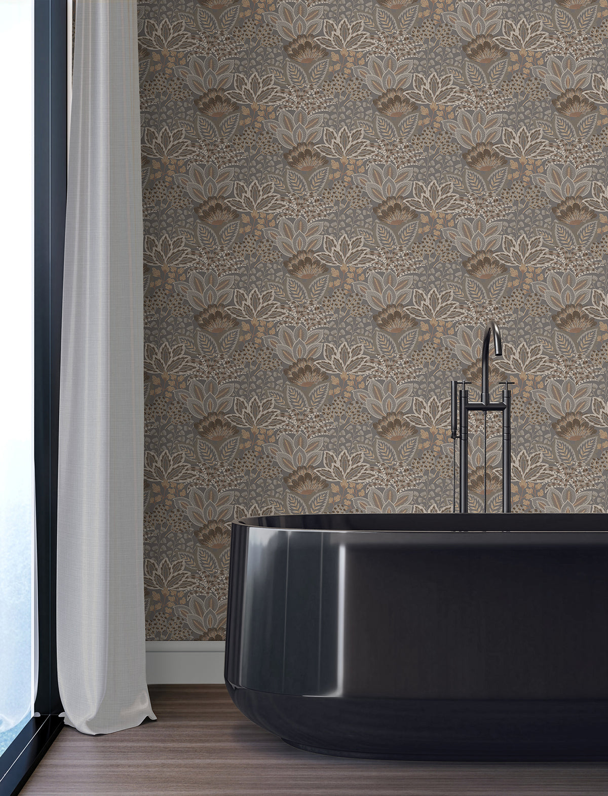 Catherine Wallpaper - Chocolate room setting