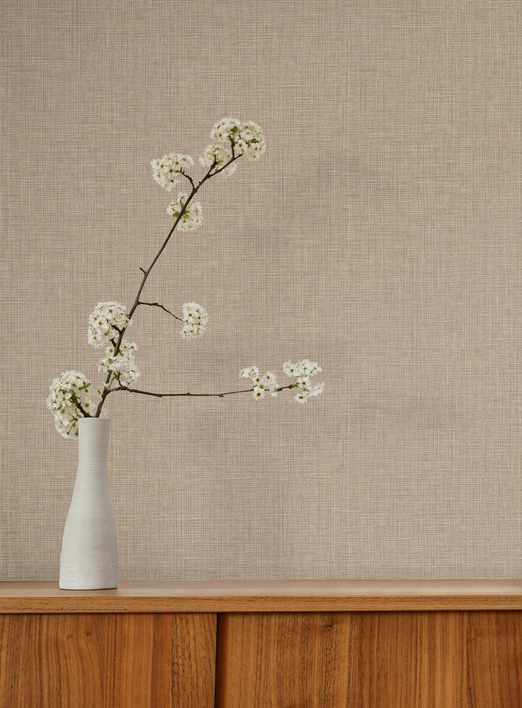 Egyptian Linen Wallpaper - Light Brown room setting