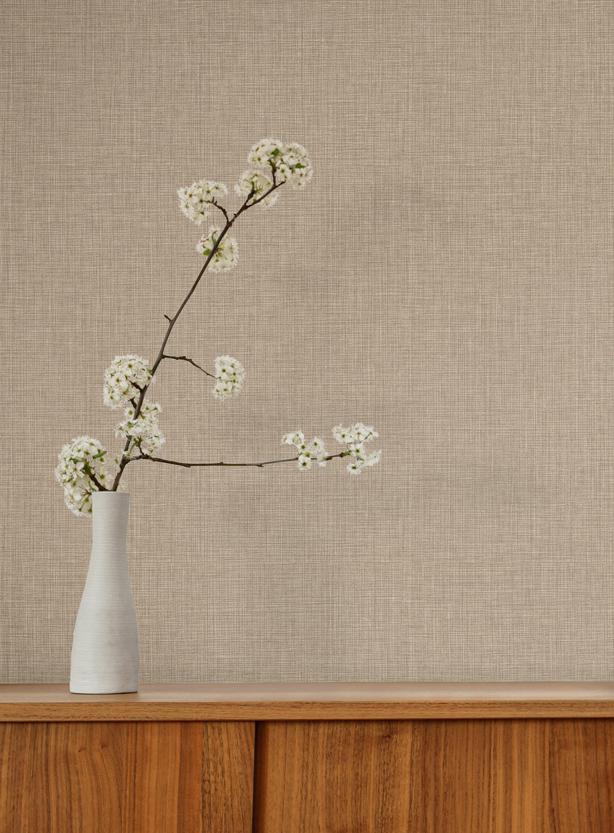 Egyptian Linen Wallpaper - Light Brown room setting