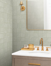 Load image into Gallery viewer, Chiseled Patchwork Wallpaper - Sage room setting
