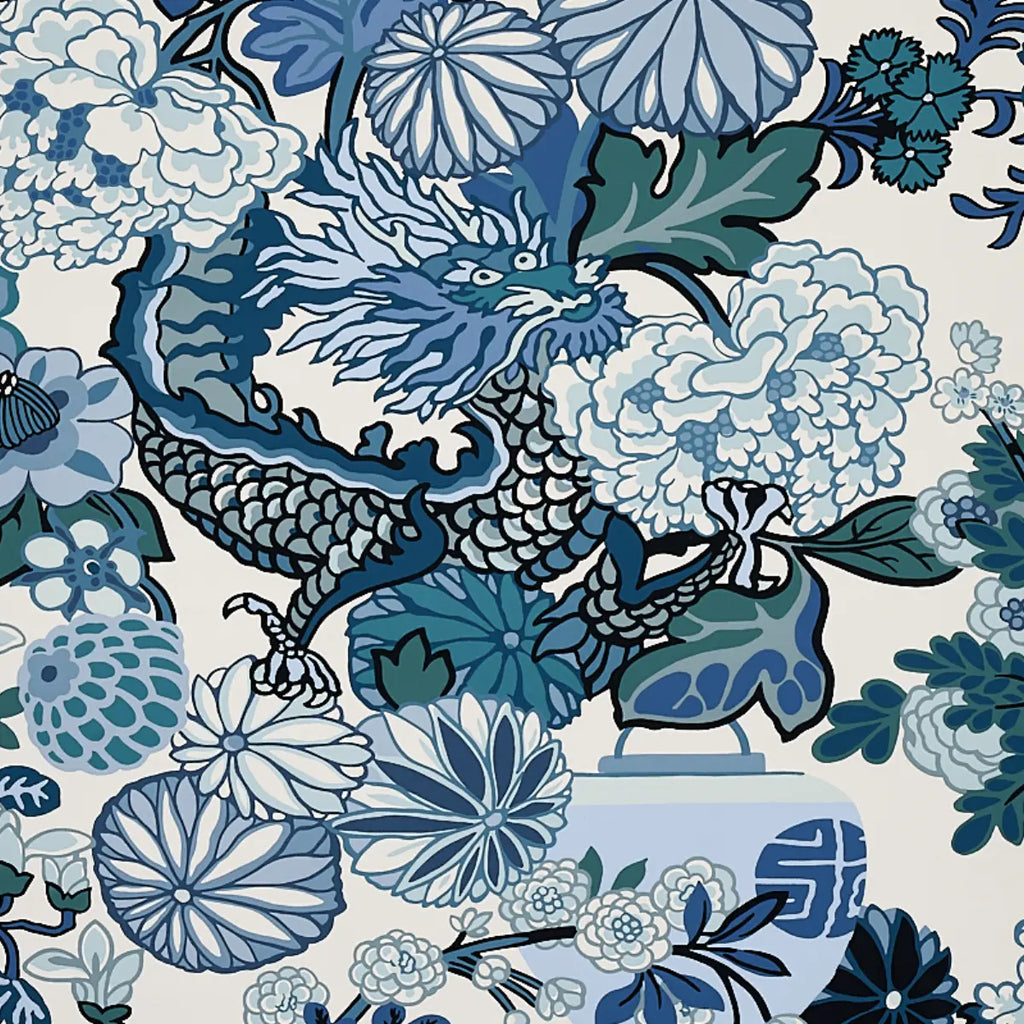 Chiang Mai Dragon Wallpaper - China Blue
