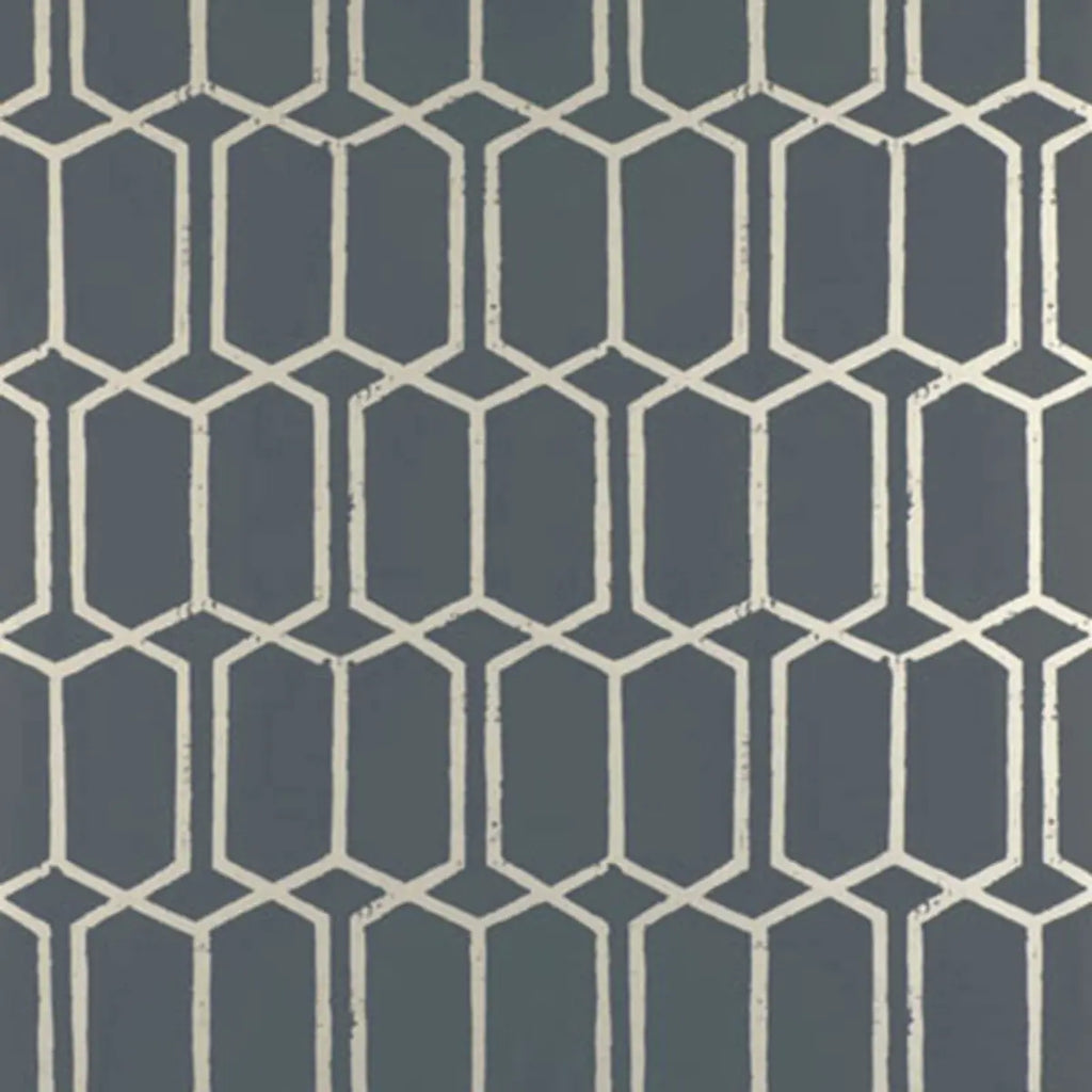 Modern Trellis Wallpaper - Charcoal Metallic