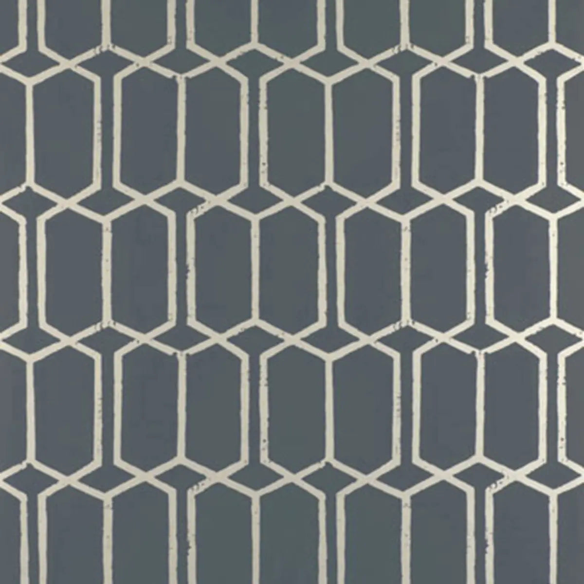 Modern Trellis Wallpaper - Charcoal Metallic