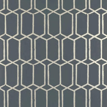 Load image into Gallery viewer, Modern Trellis Wallpaper - Charcoal Metallic