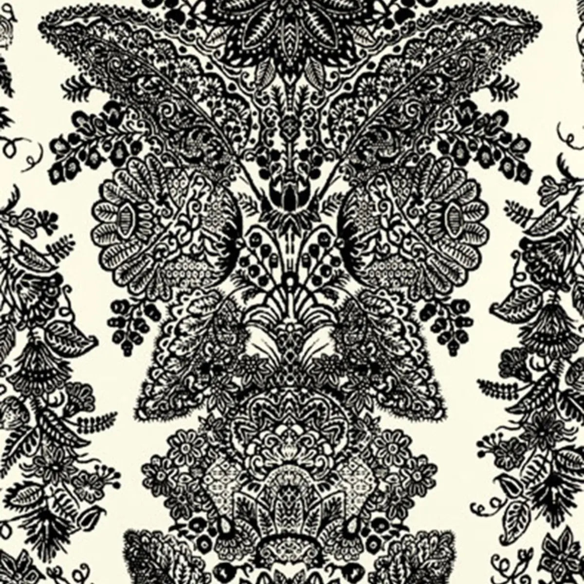 Lace Wallpaper - Black & Ivory