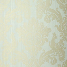 Load image into Gallery viewer, Valette Strie Damask Wallpaper in an interior setting