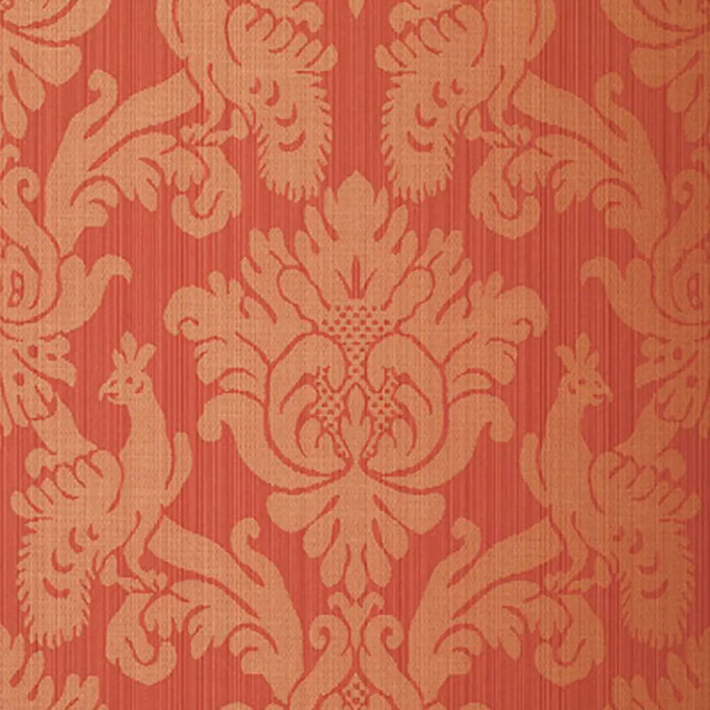 Valette Strie Damask Wallpaper - Garnet