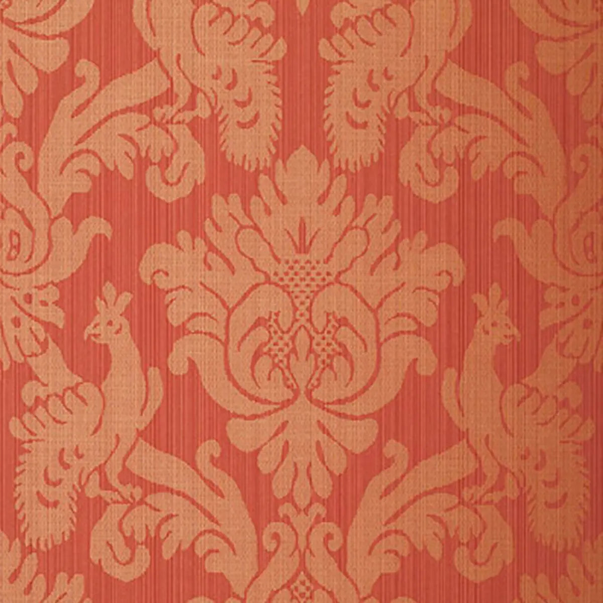 Valette Strie Damask Wallpaper - Garnet
