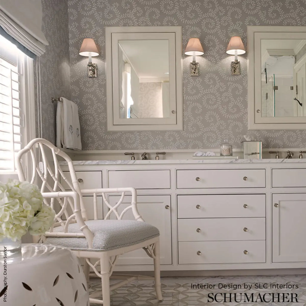 Leafy Scroll Wallpaper in an interior setting