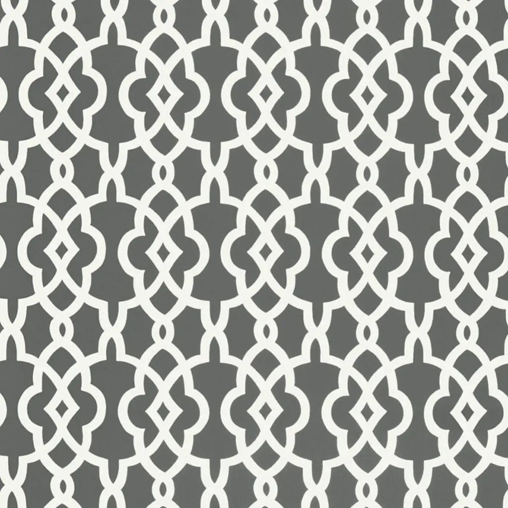 Summer Palace Fret Wallpaper - Smoke