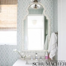 Load image into Gallery viewer, Summer Palace Fret Wallpaper in an interior setting