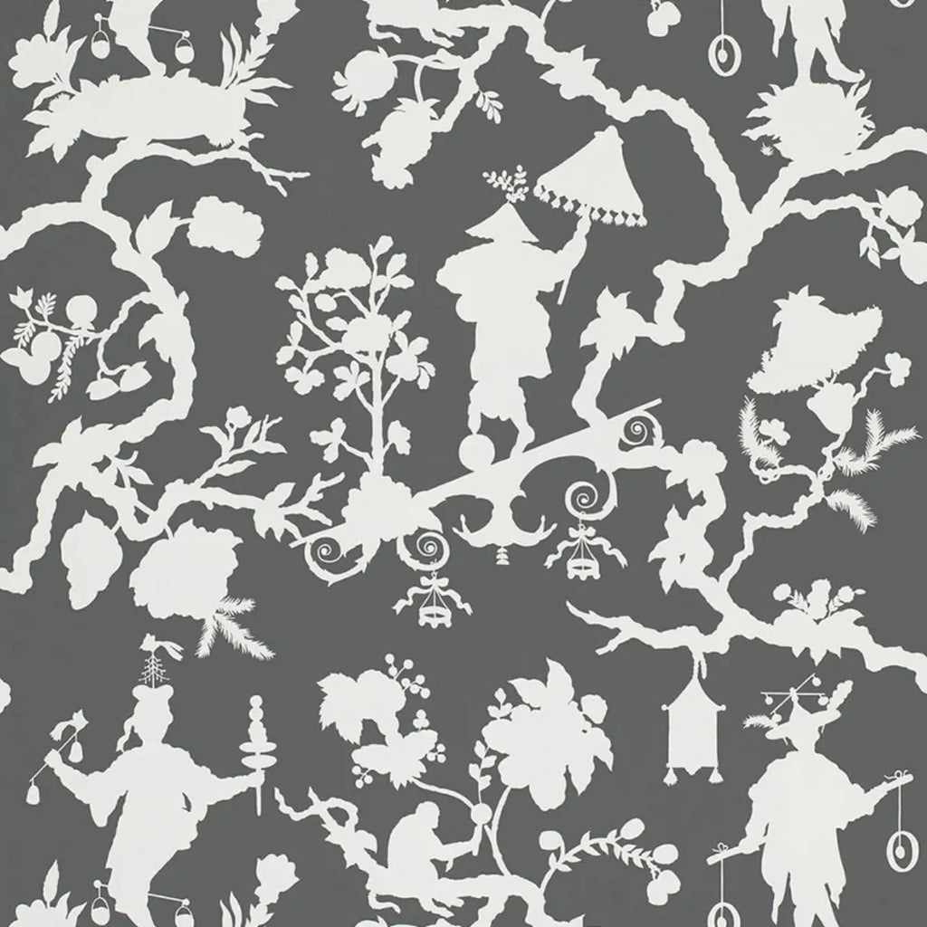 Shantung Silhouette Print Wallpaper - Smoke