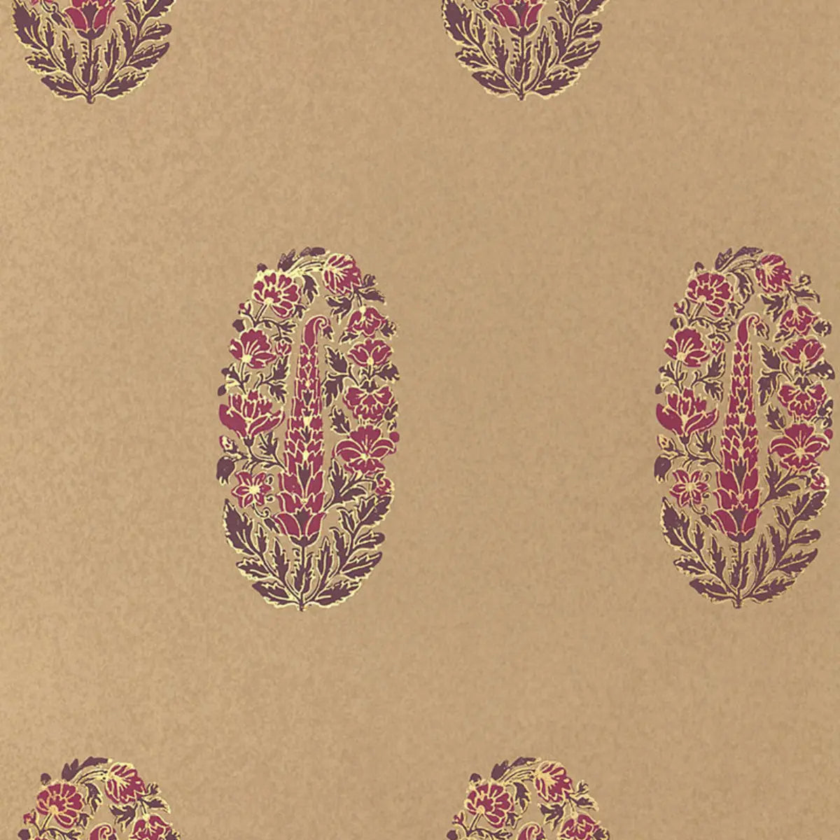Askandra Flower Wallpaper - Aubergine & Cerise