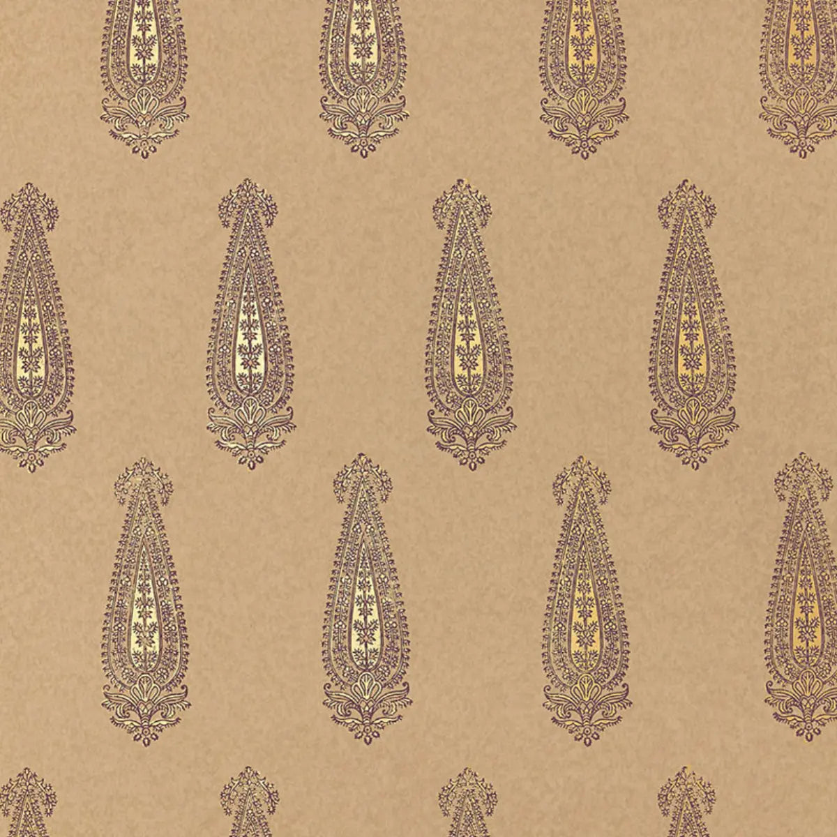 Katara Paisley Wallpaper - Aubergine & Gilt