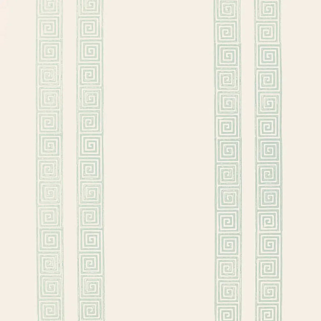 Greek Key Stripe Wallpaper - Water Blue