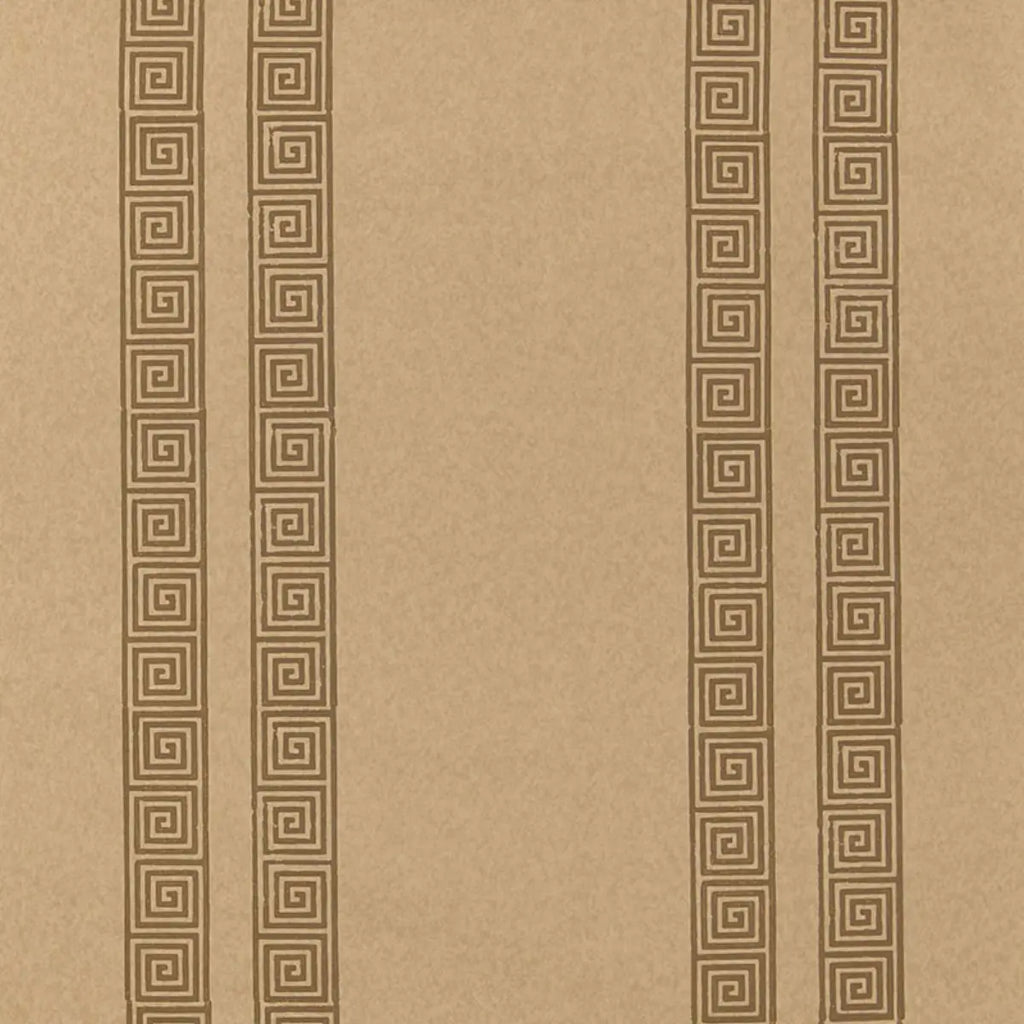 Greek Key Stripe Wallpaper - Tabac