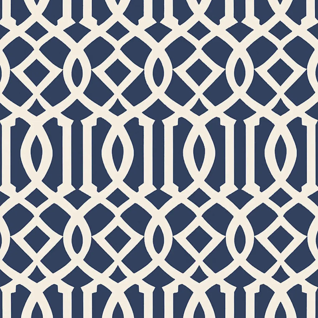 Imperial Trellis Ii Wallpaper - Ivory / Navy