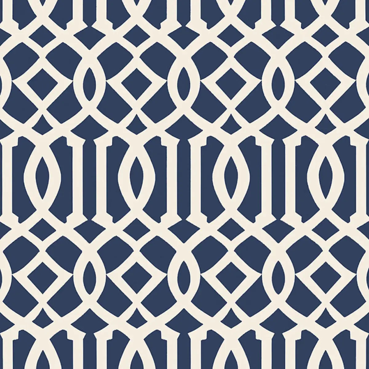 Imperial Trellis Ii Wallpaper - Ivory / Navy