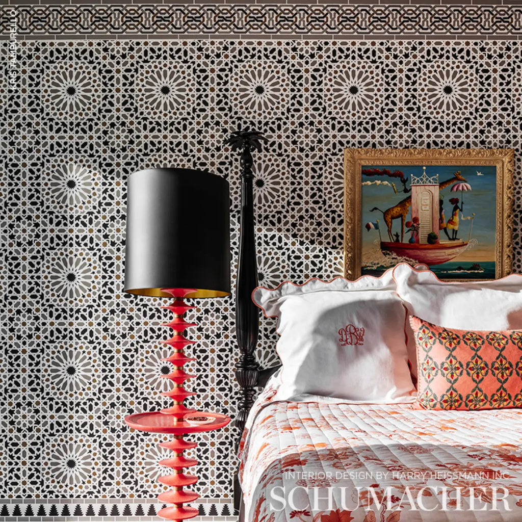 Nasrid Palace Mosaic Wallpaper in an interior setting