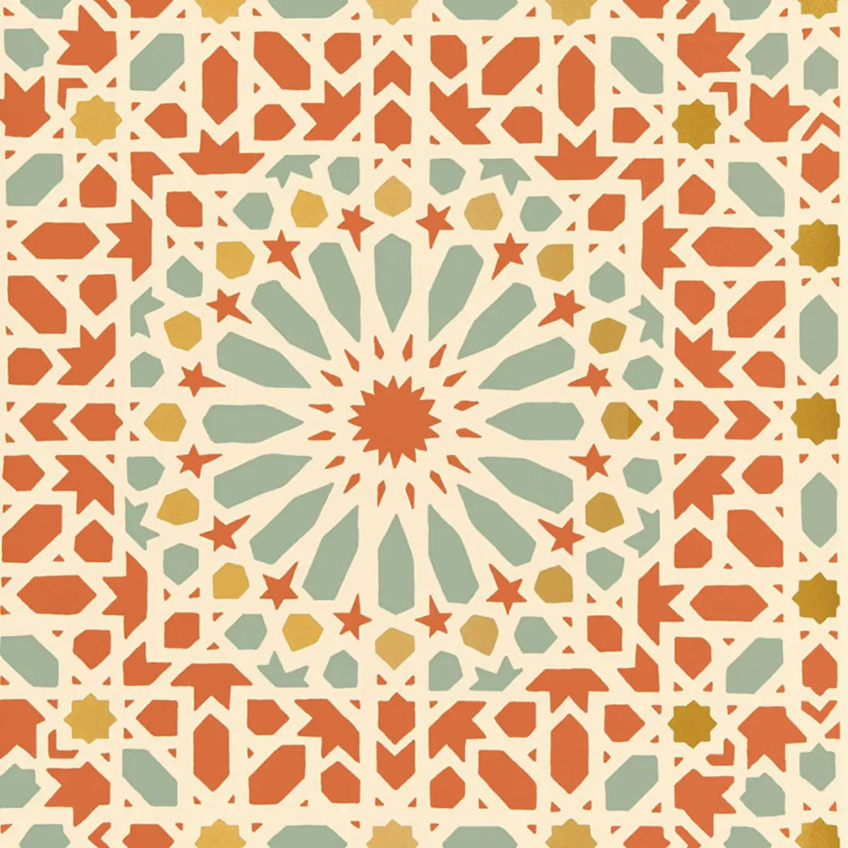 Nasrid Palace Mosaic Wallpaper - Persimmon