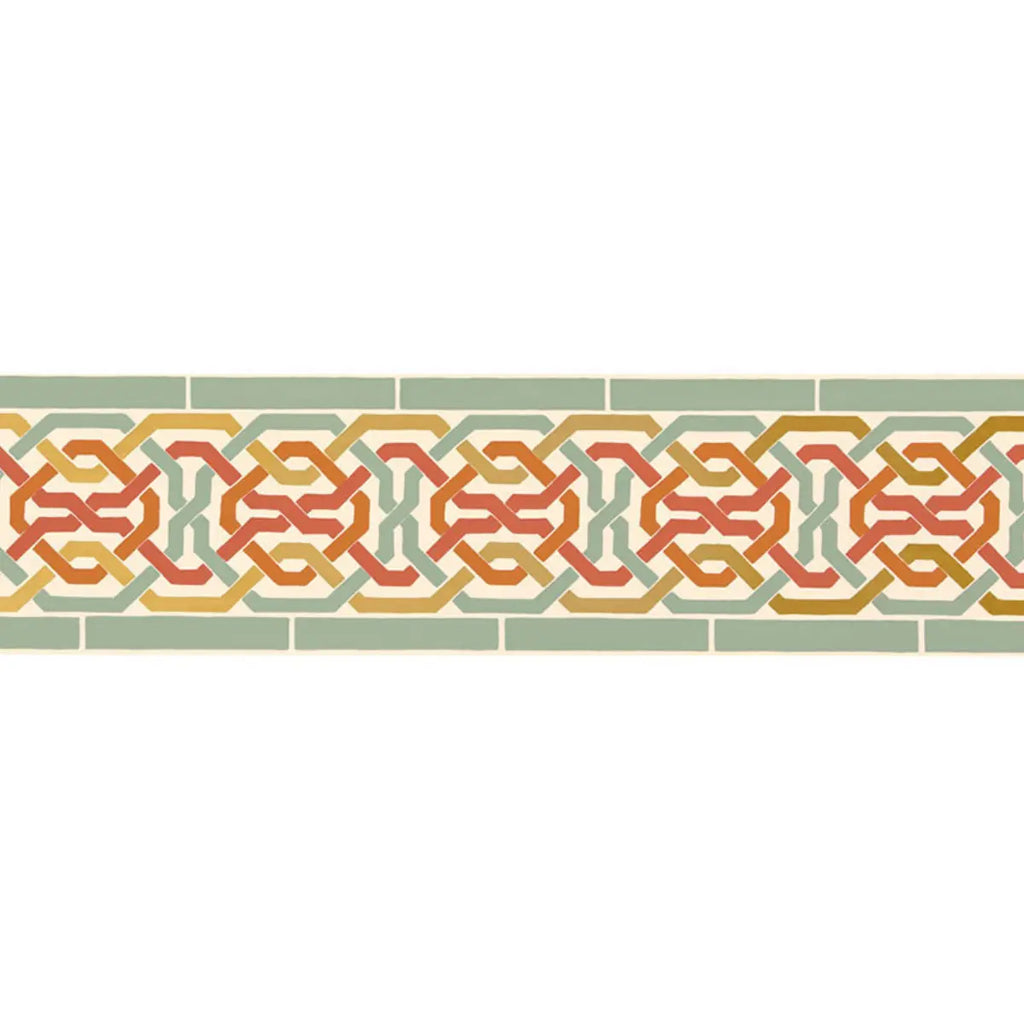 Darro Mosaic Border Wallpaper - Persimmon