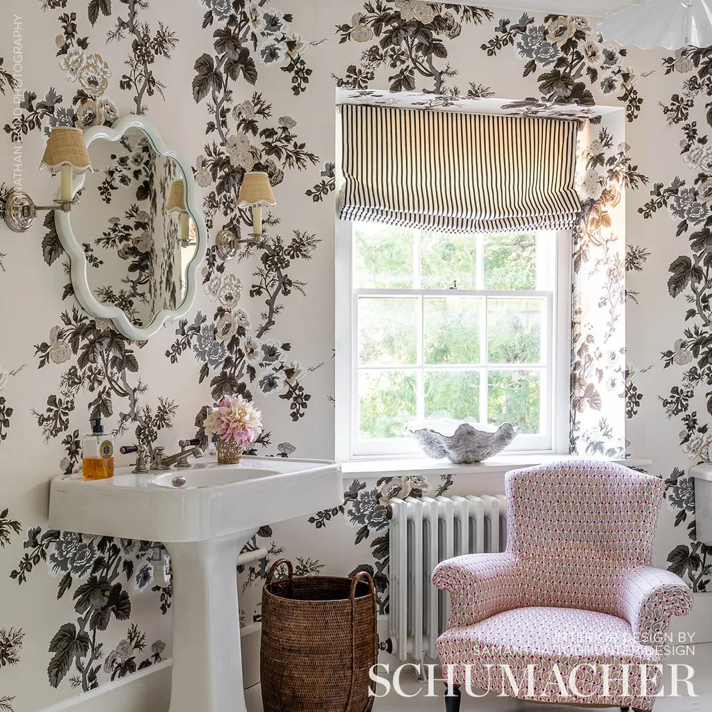 Pyne Hollyhock Wallpaper in an interior setting
