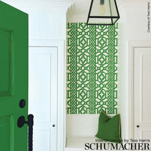 Load image into Gallery viewer, Zanzibar Trellis Wallpaper in an interior setting