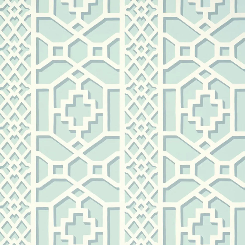Zanzibar Trellis Wallpaper - Winter Mint